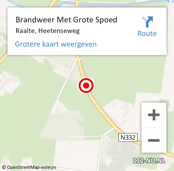 Locatie op kaart van de 112 melding: Brandweer Met Grote Spoed Naar Raalte, Heetenseweg op 14 november 2018 07:34