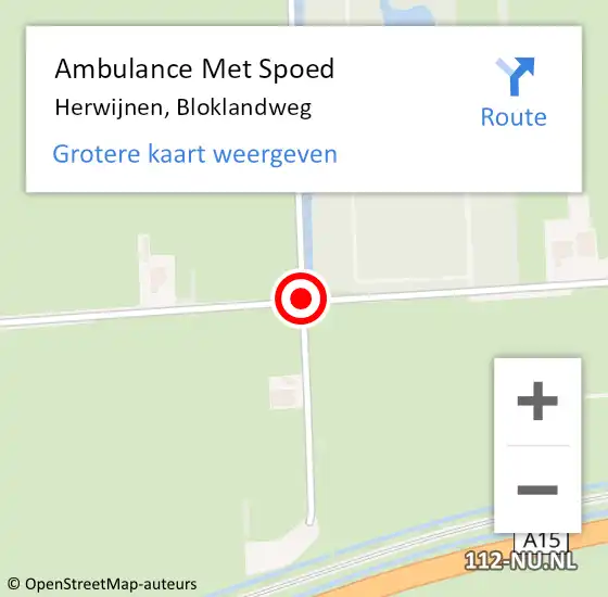 Locatie op kaart van de 112 melding: Ambulance Met Spoed Naar Herwijnen, Bloklandweg op 14 november 2018 08:33