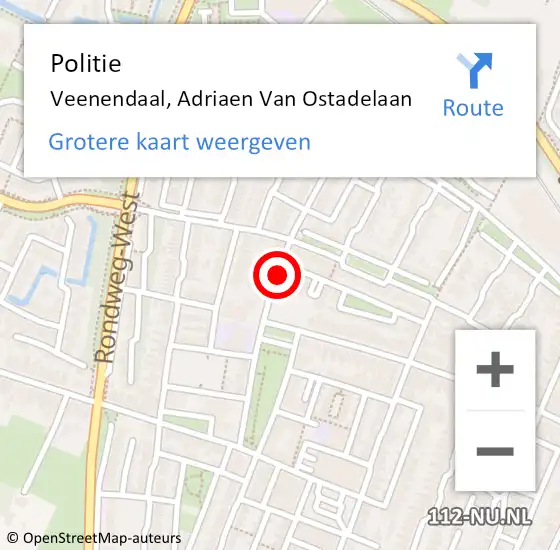 Locatie op kaart van de 112 melding: Politie Veenendaal, Adriaen Van Ostadelaan op 14 november 2018 08:50