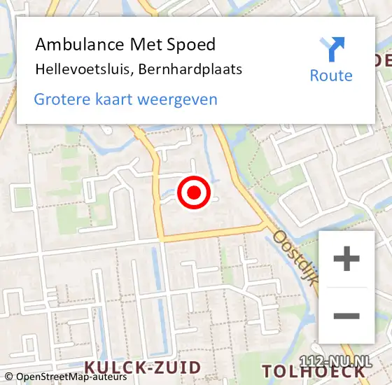 Locatie op kaart van de 112 melding: Ambulance Met Spoed Naar Hellevoetsluis, Bernhardplaats op 14 november 2018 08:55