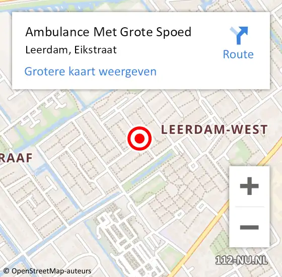 Locatie op kaart van de 112 melding: Ambulance Met Grote Spoed Naar Leerdam, Eikstraat op 14 november 2018 09:16
