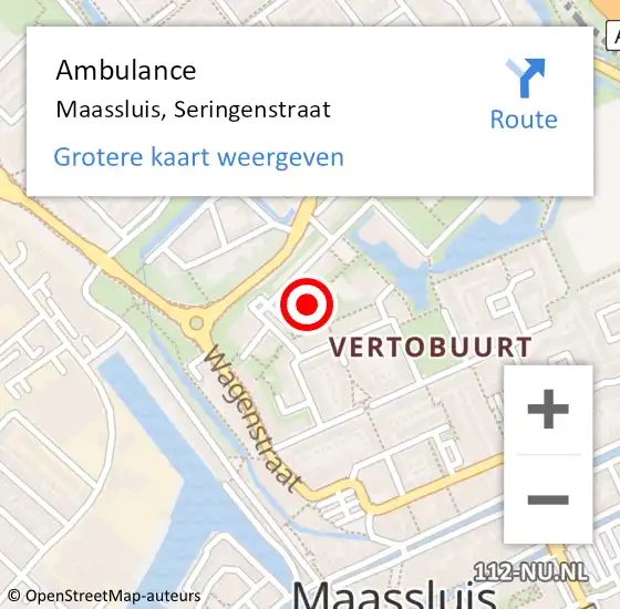 Locatie op kaart van de 112 melding: Ambulance Maassluis, Seringenstraat op 14 november 2018 09:56