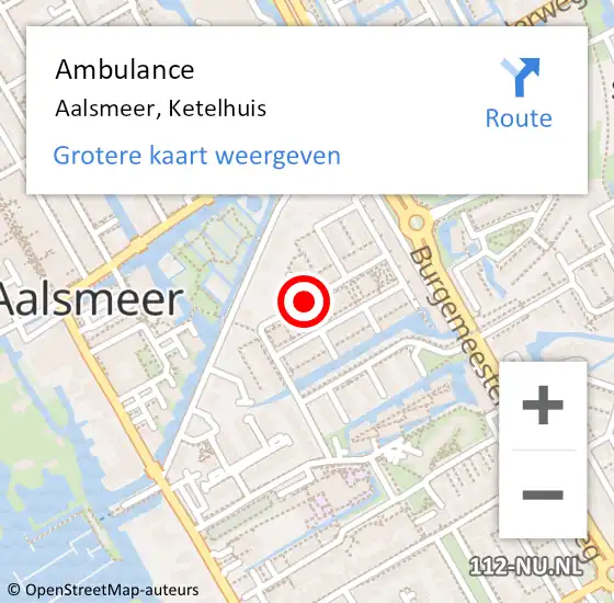 Locatie op kaart van de 112 melding: Ambulance Aalsmeer, Ketelhuis op 14 november 2018 10:02