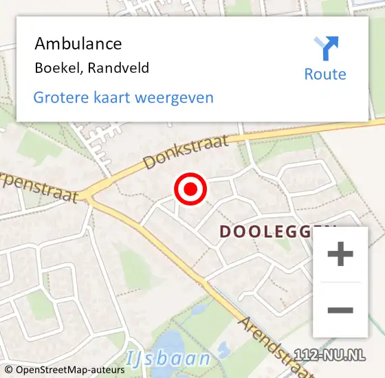 Locatie op kaart van de 112 melding: Ambulance Boekel, Randveld op 14 november 2018 10:37