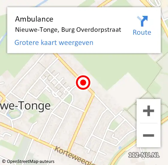 Locatie op kaart van de 112 melding: Ambulance Nieuwe-Tonge, Burg Overdorpstraat op 14 november 2018 10:50