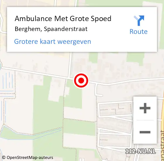 Locatie op kaart van de 112 melding: Ambulance Met Grote Spoed Naar Berghem, Spaanderstraat op 14 november 2018 11:08