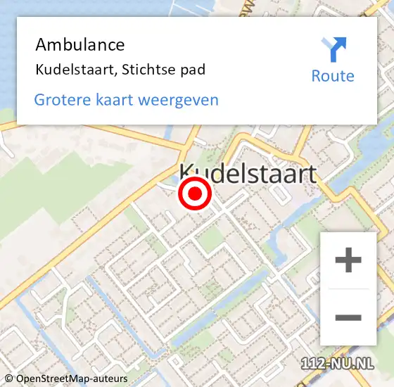 Locatie op kaart van de 112 melding: Ambulance Kudelstaart, Stichtse pad op 14 november 2018 11:33