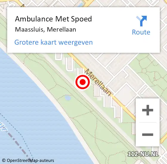 Locatie op kaart van de 112 melding: Ambulance Met Spoed Naar Maassluis, Merellaan op 14 november 2018 12:07