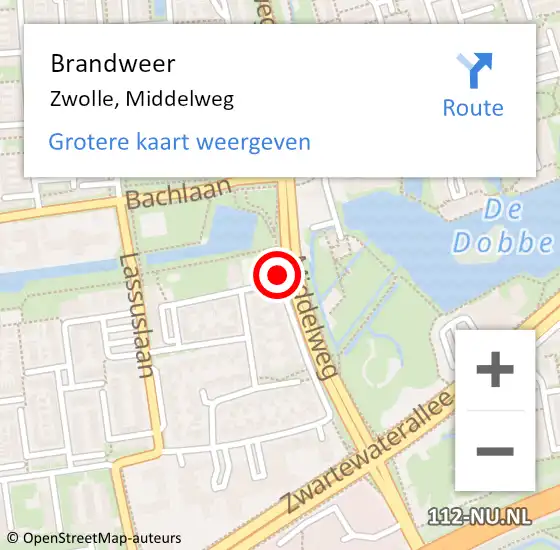 Locatie op kaart van de 112 melding: Brandweer Zwolle, Middelweg op 14 november 2018 12:08
