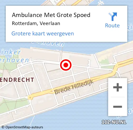Locatie op kaart van de 112 melding: Ambulance Met Grote Spoed Naar Rotterdam, Veerlaan op 14 november 2018 12:41