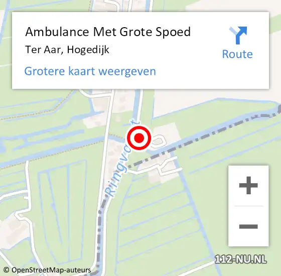 Locatie op kaart van de 112 melding: Ambulance Met Grote Spoed Naar Ter Aar, Hogedijk op 14 maart 2014 15:37