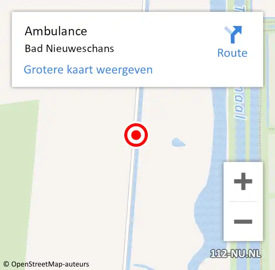 Locatie op kaart van de 112 melding: Ambulance Bad Nieuweschans op 14 november 2018 12:52