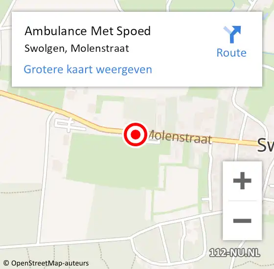 Locatie op kaart van de 112 melding: Ambulance Met Spoed Naar Swolgen, Molenstraat op 14 november 2018 13:06