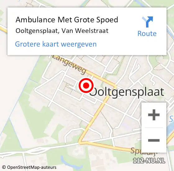 Locatie op kaart van de 112 melding: Ambulance Met Grote Spoed Naar Ooltgensplaat, Van Weelstraat op 14 november 2018 14:05