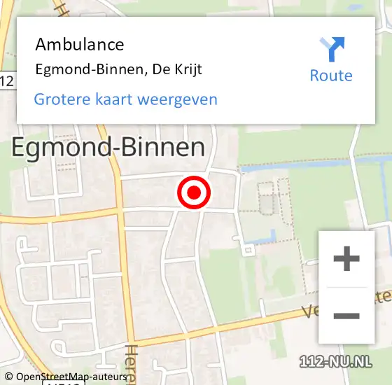 Locatie op kaart van de 112 melding: Ambulance Egmond-Binnen, De Krijt op 14 maart 2014 15:43