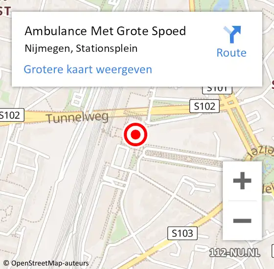 Locatie op kaart van de 112 melding: Ambulance Met Grote Spoed Naar Nijmegen, Stationsplein op 14 november 2018 15:14