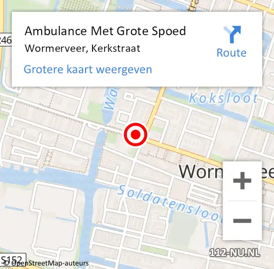 Locatie op kaart van de 112 melding: Ambulance Met Grote Spoed Naar Wormerveer, Kerkstraat op 14 november 2018 16:02