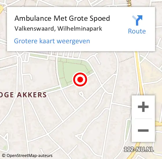 Locatie op kaart van de 112 melding: Ambulance Met Grote Spoed Naar Valkenswaard, Wilhelminapark op 14 november 2018 16:21