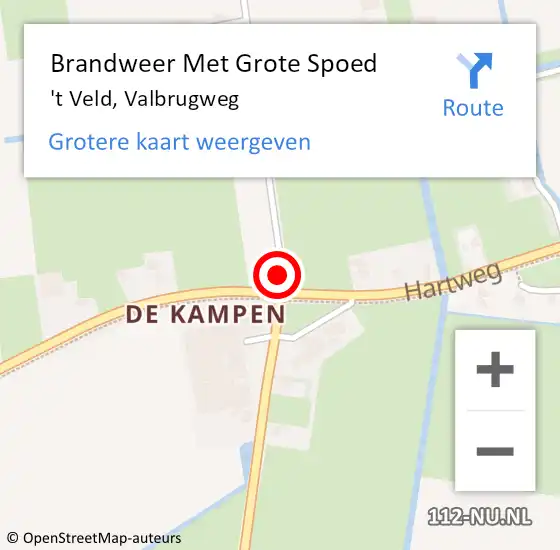 Locatie op kaart van de 112 melding: Brandweer Met Grote Spoed Naar 't Veld, Valbrugweg op 14 november 2018 17:05