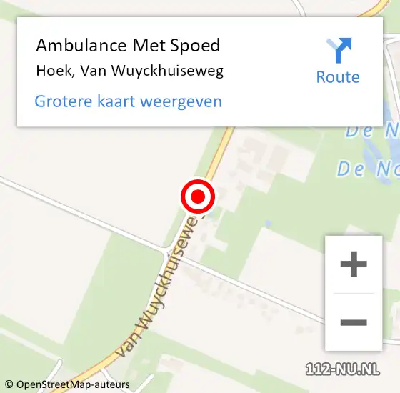 Locatie op kaart van de 112 melding: Ambulance Met Spoed Naar Hoek, Van Wuyckhuiseweg op 14 november 2018 17:06