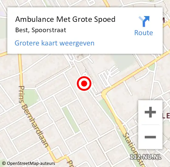 Locatie op kaart van de 112 melding: Ambulance Met Grote Spoed Naar Best, Spoorstraat op 14 november 2018 17:09