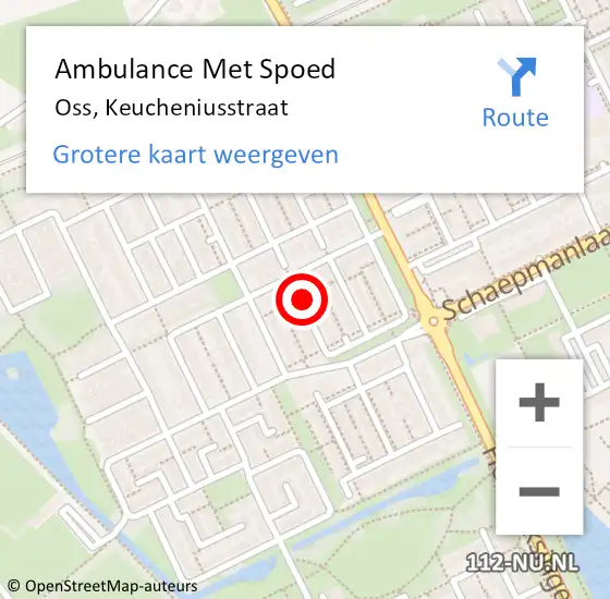 Locatie op kaart van de 112 melding: Ambulance Met Spoed Naar Oss, Keucheniusstraat op 14 november 2018 17:30