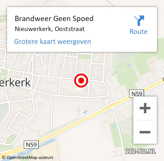 Locatie op kaart van de 112 melding: Brandweer Geen Spoed Naar Nieuwerkerk, Ooststraat op 14 november 2018 18:17