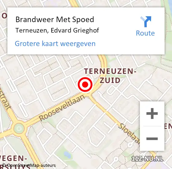 Locatie op kaart van de 112 melding: Brandweer Met Spoed Naar Terneuzen, Edvard Grieghof op 14 november 2018 19:32