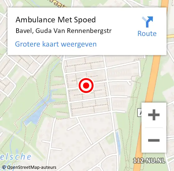 Locatie op kaart van de 112 melding: Ambulance Met Spoed Naar Bavel, Guda Van Rennenbergstr op 14 november 2018 20:54