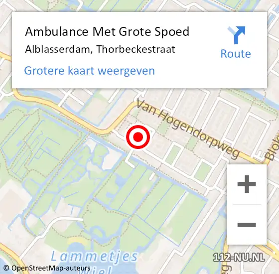 Locatie op kaart van de 112 melding: Ambulance Met Grote Spoed Naar Alblasserdam, Thorbeckestraat op 14 november 2018 21:00