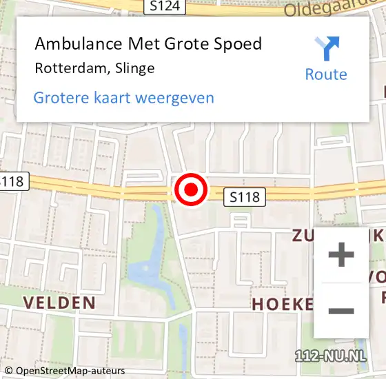 Locatie op kaart van de 112 melding: Ambulance Met Grote Spoed Naar Rotterdam, Slinge op 14 november 2018 21:16