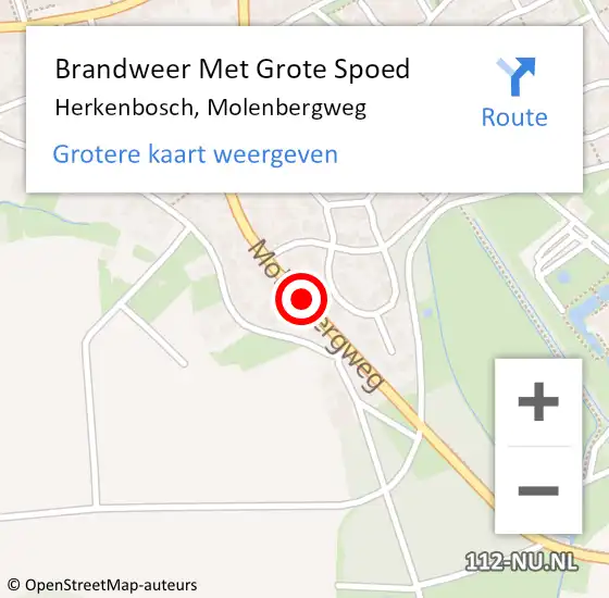 Locatie op kaart van de 112 melding: Brandweer Met Grote Spoed Naar Herkenbosch, Molenbergweg op 14 november 2018 22:06