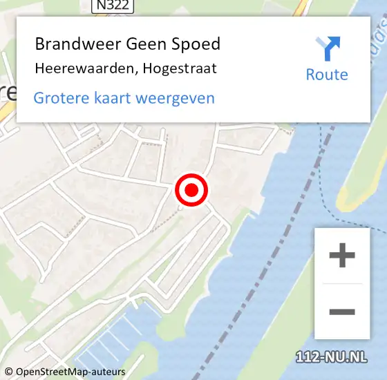 Locatie op kaart van de 112 melding: Brandweer Geen Spoed Naar Heerewaarden, Hogestraat op 14 november 2018 23:30