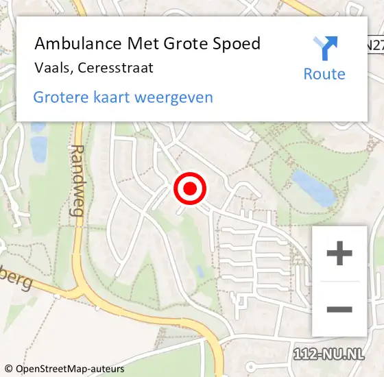 Locatie op kaart van de 112 melding: Ambulance Met Grote Spoed Naar Vaals, Ceresstraat op 15 november 2018 01:03