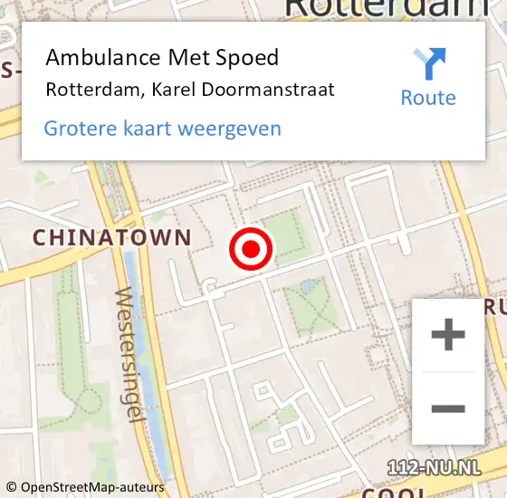 Locatie op kaart van de 112 melding: Ambulance Met Spoed Naar Rotterdam, Karel Doormanstraat op 15 november 2018 01:26