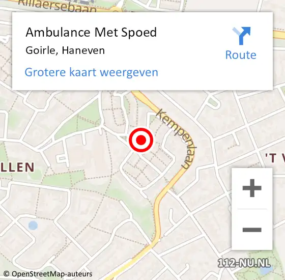 Locatie op kaart van de 112 melding: Ambulance Met Spoed Naar Goirle, Haneven op 15 november 2018 01:40