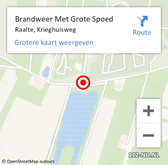 Locatie op kaart van de 112 melding: Brandweer Met Grote Spoed Naar Raalte, Krieghuisweg op 15 november 2018 07:37