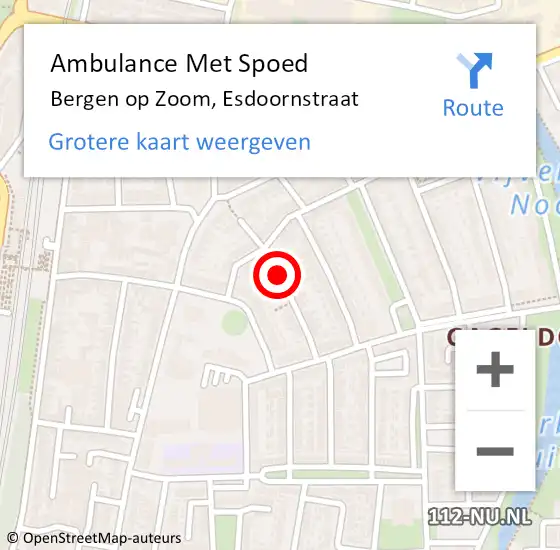 Locatie op kaart van de 112 melding: Ambulance Met Spoed Naar Bergen op Zoom, Esdoornstraat op 15 november 2018 07:48