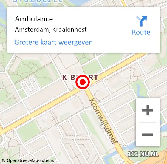 Locatie op kaart van de 112 melding: Ambulance Amsterdam, Kraaiennest op 15 november 2018 08:11