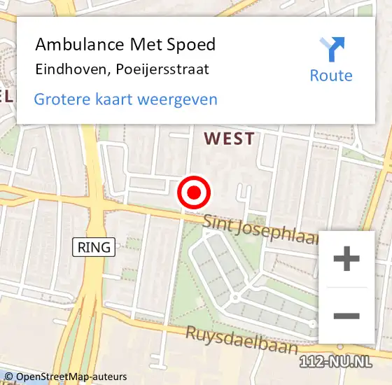 Locatie op kaart van de 112 melding: Ambulance Met Spoed Naar Eindhoven, Poeijersstraat op 15 november 2018 09:19