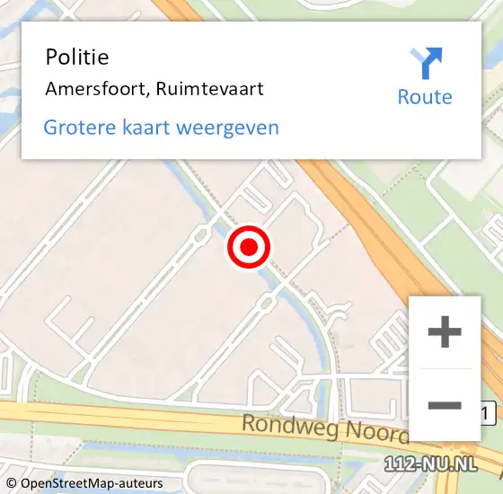 Locatie op kaart van de 112 melding: Politie Amersfoort, Ruimtevaart op 15 november 2018 09:30