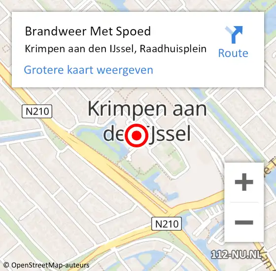 Locatie op kaart van de 112 melding: Brandweer Met Spoed Naar Krimpen aan den IJssel, Raadhuisplein op 15 november 2018 09:40