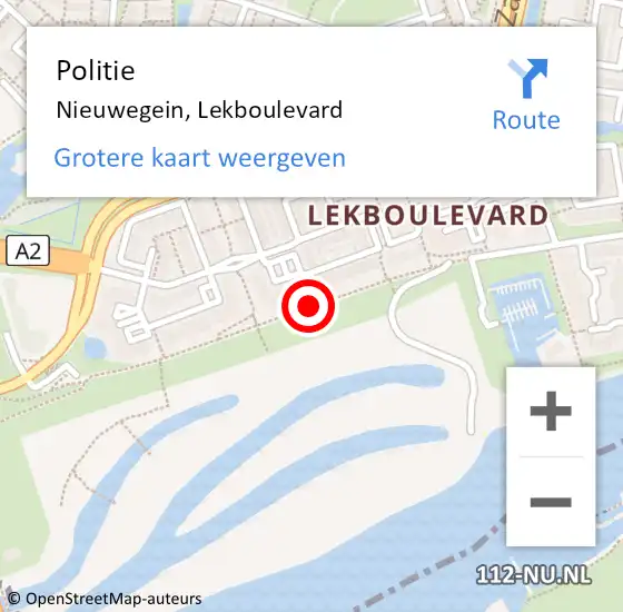 Locatie op kaart van de 112 melding: Politie Nieuwegein, Lekboulevard op 15 november 2018 09:45