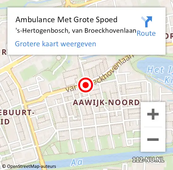 Locatie op kaart van de 112 melding: Ambulance Met Grote Spoed Naar 's-Hertogenbosch, van Broeckhovenlaan op 15 november 2018 10:04