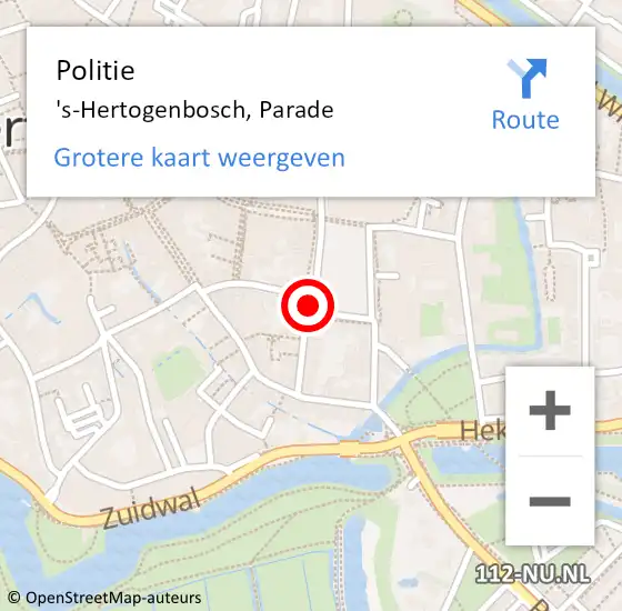 Locatie op kaart van de 112 melding: Politie 's-Hertogenbosch, Parade op 15 november 2018 10:19