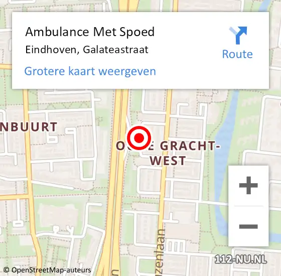 Locatie op kaart van de 112 melding: Ambulance Met Spoed Naar Eindhoven, Galateastraat op 15 november 2018 10:47