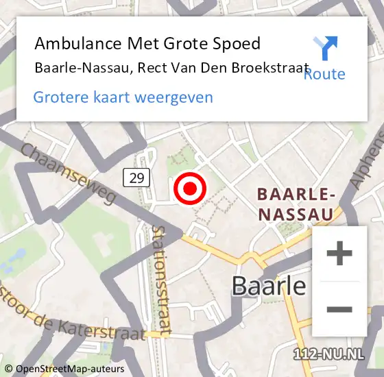 Locatie op kaart van de 112 melding: Ambulance Met Grote Spoed Naar Baarle-Nassau, Rect Van Den Broekstraat op 15 november 2018 10:49