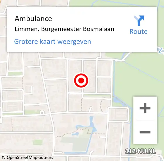 Locatie op kaart van de 112 melding: Ambulance Limmen, Burgemeester Bosmalaan op 15 november 2018 10:51