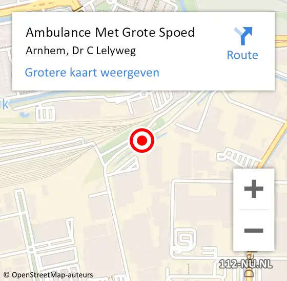 Locatie op kaart van de 112 melding: Ambulance Met Grote Spoed Naar Arnhem, Dr C Lelyweg op 15 november 2018 10:54