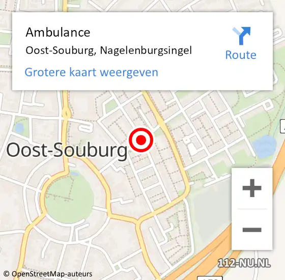 Locatie op kaart van de 112 melding: Ambulance Oost-Souburg, Nagelenburgsingel op 15 november 2018 11:36